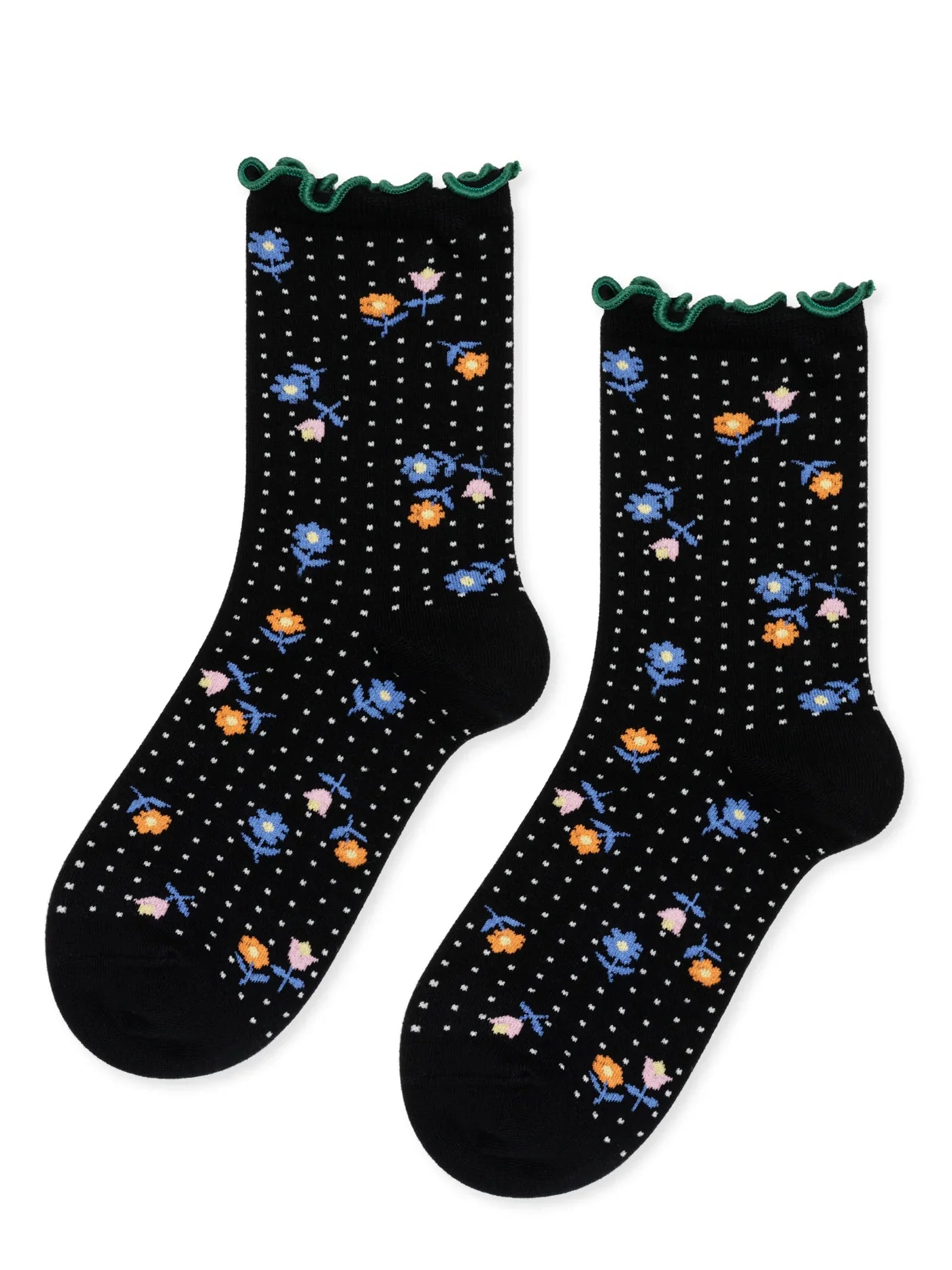Dottie Floral Crew Socks (Black)