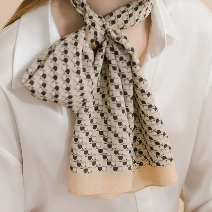 Lost Pattern "Portals" Silk Crepe Scarf - Cream