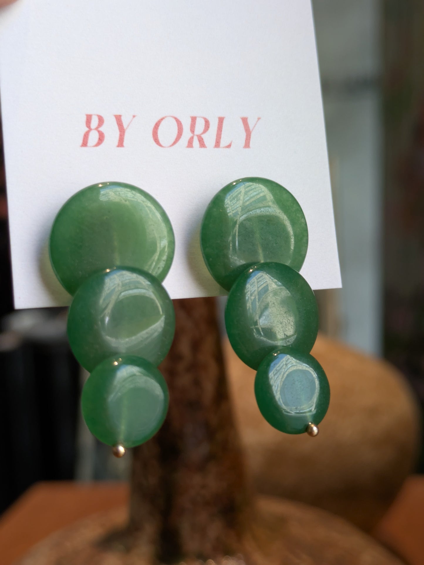 BY ORLY - Green Aventurine Disk Studs