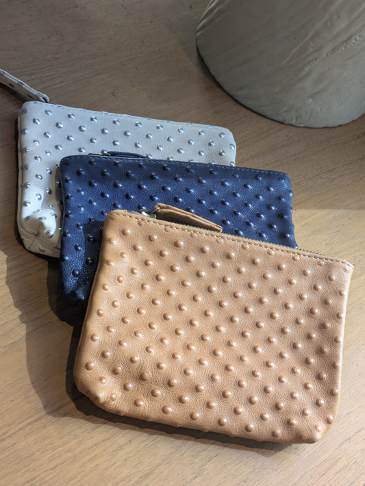 Kim White Small Cosmetic Bags - Leather