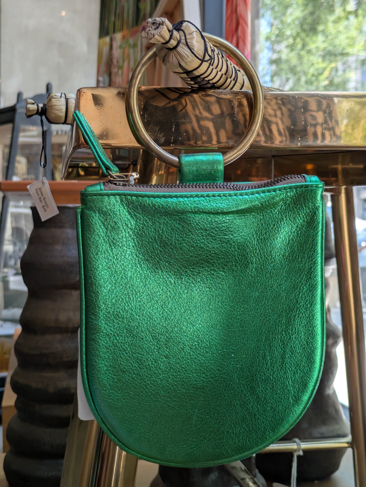 Kim White - Metallic Mini Ring Wristlet - Green